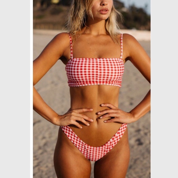 gingham swim top